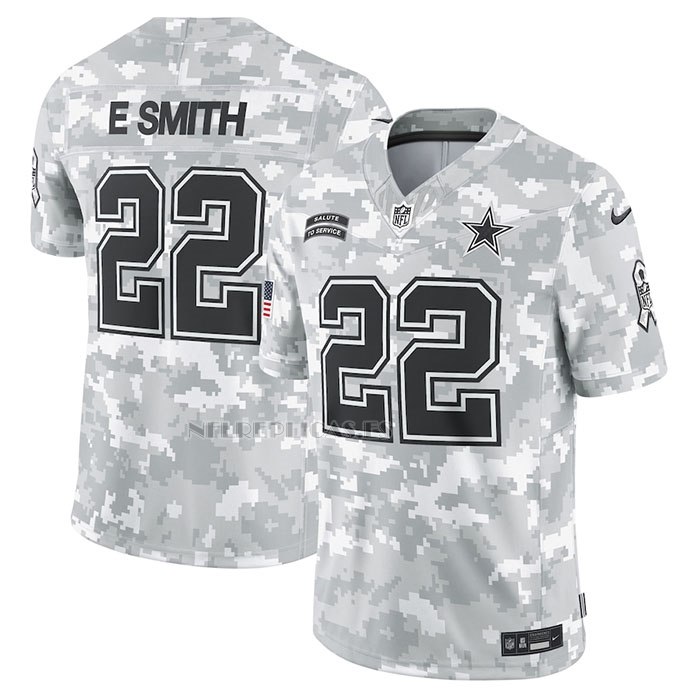 Camiseta NFL Limited Dallas Cowboys Emmitt Smith 2024 Salute To Service Retired Gris